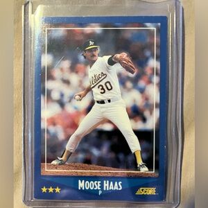 VINTAGE Moose Haas 1988 Oakland Athletics Pitcher MLB Baseball Trading Card
